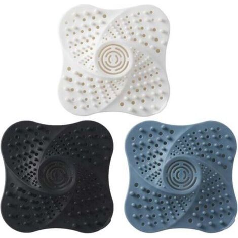 3 Pcs Protection de Drain de Silicone, Silicone Attrape Cheveux Douche, Filtre Evier de Cuisine avec Ventouse (1/4)