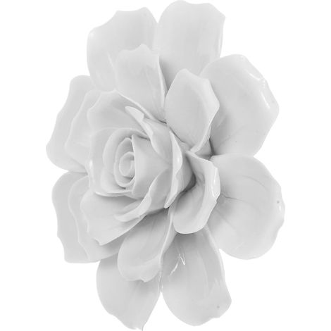 Décoration Murale Fleur en Céramique Blanche Résistante la Décoloration Design Tridimensionnel Unique pour Balcon et Murs Variés (1/5)