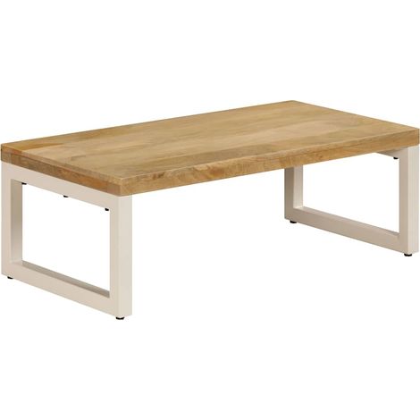 vidaXL Mesa de centro madera maciza de mango y acero 100x50x35 cm (1/5)