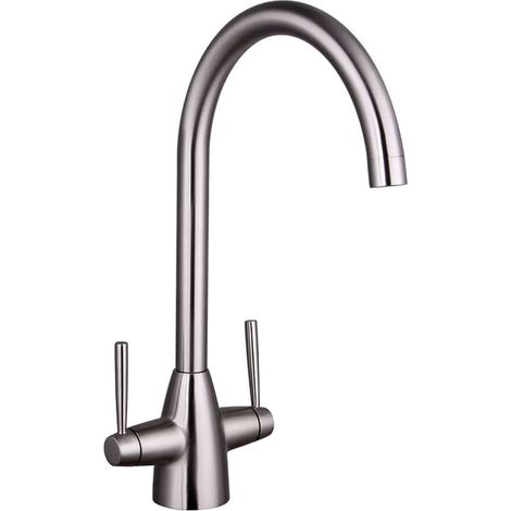 Nuie Nila Kitchen Sink Mixer Tap Dual Lever Handle - Brushed Nickel (1/2)