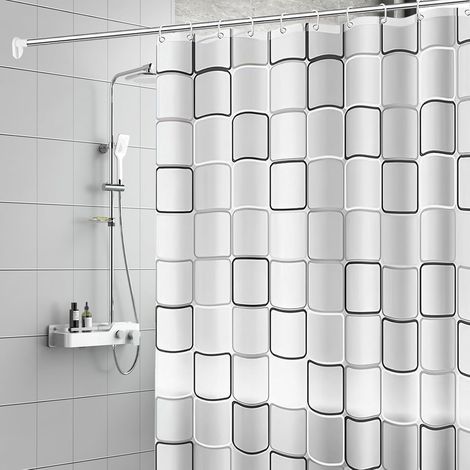 Sollbry 2 pièces Rideau De Salle de Bain Imperméable - 180X180cm, Avec  Crochets - Lavable, Pour Baignoire et Salle de Bain (1/5)