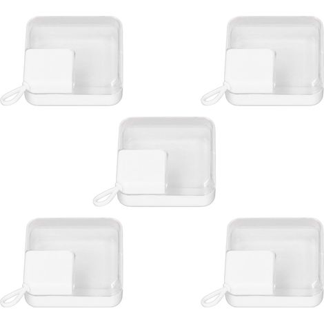 Ensemble de 5 boîtes de rangement pour houppettes, étuis portables blancs pour capsules et boucles d'oreilles à perles (1/5)