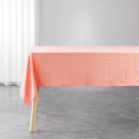 Nappe rectangle microfibre lavee 140 x 240 cm Suzy corail (1/3)