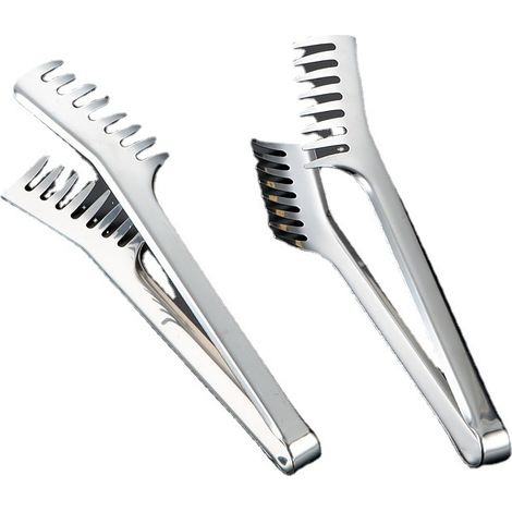 Lot de 2 pinces à pâtes, pinces de service en acier inoxydable, pinces à spaghetti (1/3)