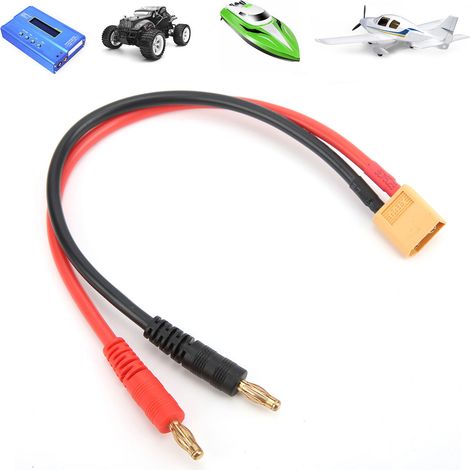 Connecteur XT60 Mâle vers Prise Banane 4mm Câble Adaptateur 12AWG pour Chargeur de Batterie LiPo B6
