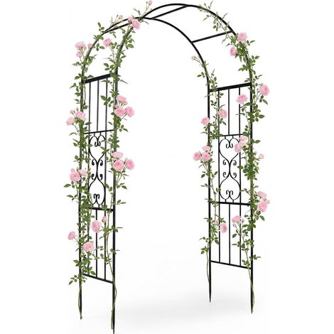 Arche de Jardin en Métal pour Plantes Grimpantes Treillis Extérieur Toit Incurvée, Support Rosier, Tuteur Décoration Mariage, 117 x 57 x 231 cm (1/5)