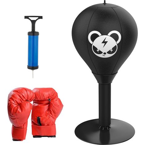 Punching Ball de Bureau Boxe Table Stress Buster Ballon Boxe Anti-Stress avec Ventouse Sac de Frappe sur Pied Cadeaux Amusants pour Adultes et Enfants Mini Sac de Frappe avec Support