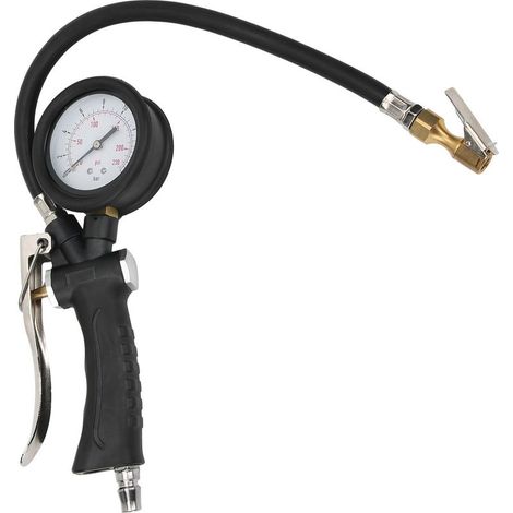 Manomètre de gonflage de pression des pneus portatif pour voiture moto avec tête rotative 20104 (1/5)