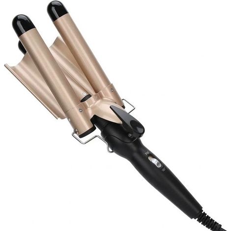 Fer À Boucler Triple Tube Céramique 70W avec Chauffage Rapide PTC Noir (1/4)