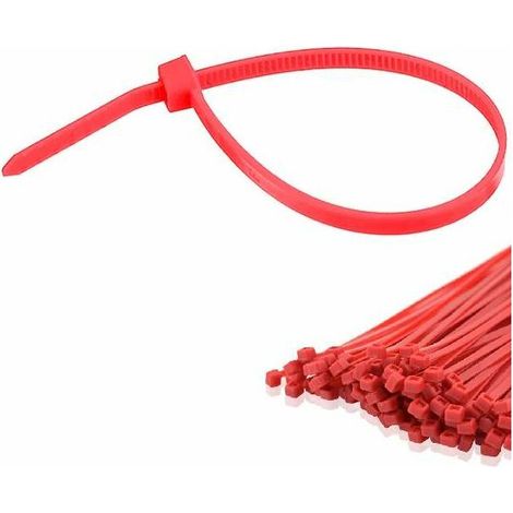 50x collier de serrage plastique 3,6x370mm rouge cranté pour diamètre 102mm résistant à l'huile et à l'essence lien serre attache câble fixation tube tuyau nylon universel (1/2)