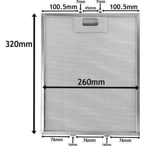 FILTRO CAPPA ALLUMINIO MM 260 X 320 IKEA AEG ZANUSSI ELECTROLUX  F 230 (1/2)