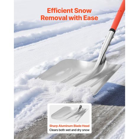 Pelle à neige pour allée, en alliage d'aluminium de 35 cm de large, pelle de nettoyage de neige avec poignées en D, grande capacité, outil de déneigement léger pour jardin, voiture, camping (1/5)