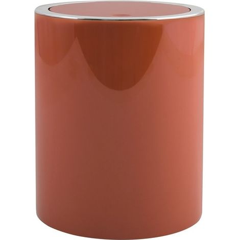 MSV – Poubelle de salle de bain 6L – Design rond terracotta – Mécanisme de bascule – Matériau ABS résistant aux chocs