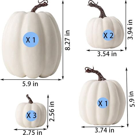 7 künstliche Kürbisse, Herbstdekoration, weißer Kürbis für Thanksgiving, Herbsternte, Halloween, Weihnachten (1/5)
