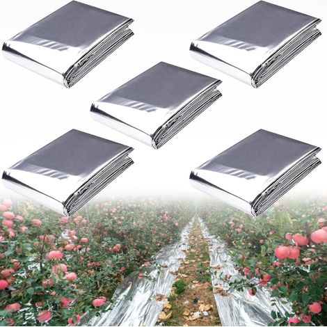 Reflective Plant Film, 210 x 120 cm, 5 Pack of 210 x 120 cm PETP Highly Reflective Garden Film Greenhouse Reflective Mylar Film for Plants Effectively Increase (1/5)