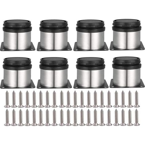 8 piedini regolabili per mobili, viti incluse, piedini rotondi in metallo e acciaio inox per armadi, tavoli, mobili, regolabili in altezza, per divani, tavoli, armadi, scaffali, 50 mm - Crezuo