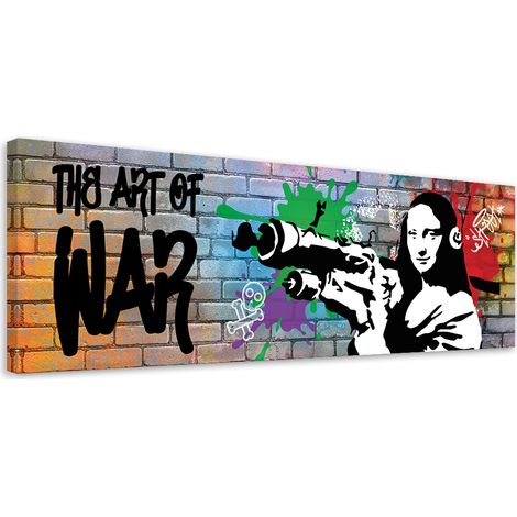 Tableau sur toile Banksy Mona Lisa et le Bazooka 90x30 (1/5)