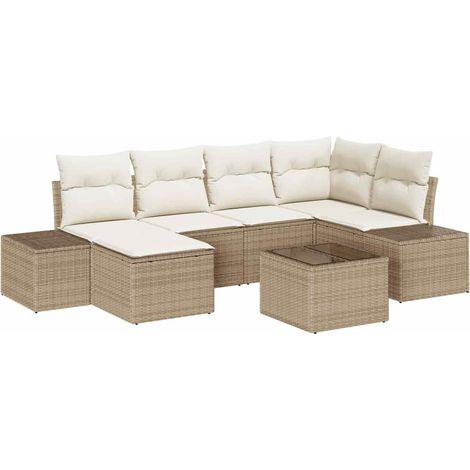 Maison Exclusive - Set Divano da Giardino 6 pcs Beige e Crema polyrattan