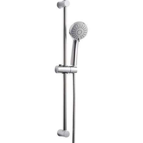 Colonne de Douche sans Mitigeur Barre Douche en Acier Inoxydable de 70 cm avec Flexible de 1.6 m Pommeau de Douche 3 Modes 100 mm et Support Ensemble de Douche pour Salle de Bain Chrome (1/5)