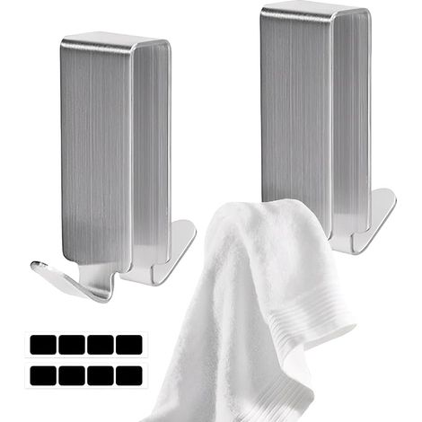 Crochet Double pour Douche - Acier Inoxydable 304 - Porte-Serviette pour Paroi de Douche Verre (1/5)