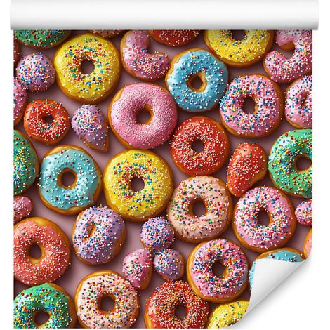Papier peint Donuts colorés rouges et oranges pour salon et chambre 50x1000 (1/4)