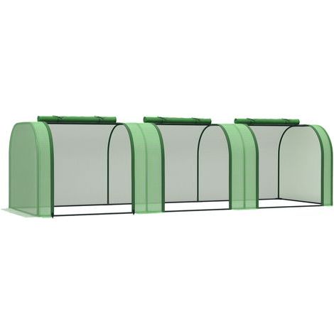 Mini-Gewächshaus, Tomatengewächshaus, 3 m (L) x 1 m (B) x 0,8 m (H), Stahl, hochdichtes PE (140 g/m²), UV-beständig, 3 Fenster, Grün (1/5)