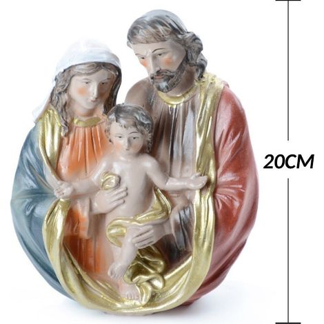 TRADE SHOP - Presepe Natività In Resina Scenario Sacra Famiglia Decorazioni Natalizie 20cm -