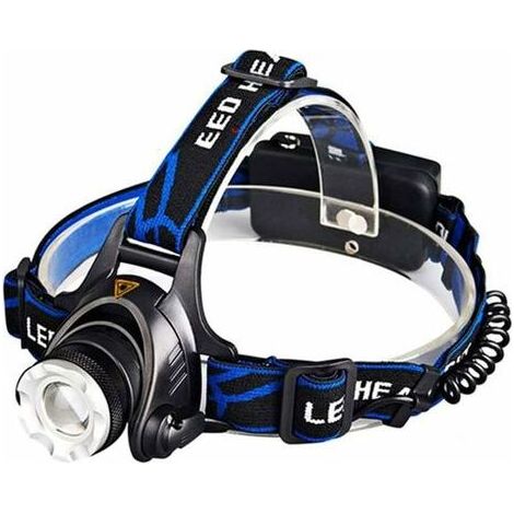 T6/L2/V6 Angel-Stirnlampe, 3 Modi, Zoomfunktion, wasserdicht, superhelle Campinglampe, Betrieb mit 2 x 18650-Akkus, Outdoor-Stirnlampe zum Wandern, Laufen, Reparieren, Angeln und Radfahren (1/4)