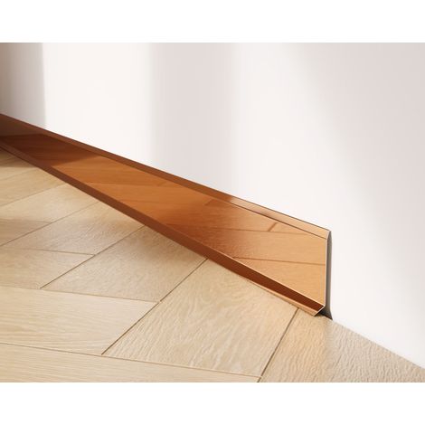 Battiscopa decorativo in acciaio inossidabile per parete e muro - 6 cm x 270 cm -Rame Lucidato