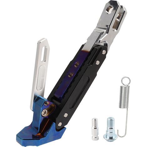 Convient pour le support de béquille latérale de moto, cadre de support latéral réglable pour les pieds, alliage d'aluminium CNC universel, conception antidérapante, facile à installer, haute résistan (1/2)