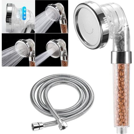 YMYNY Pommeau de Douche, Pommeau Douche Anti Calcaire avec Tuyau Économiseur d'Eau Douche avec Flexible Tuyau 1.5M Douchettes Salle de Bain Haute Pression Filtre à Système de Filtrage Ionique (1/5)