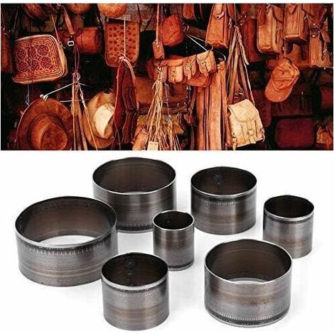 Emporte Piece Cuir Rond, 7pcs Outils de Coupe Cuir Trou Creux Emporte-Pièce Ensemble de poinçons en Cuir à Main Découpeur Cuir Meurt Circulaire Moule de découpage meurent Maroquinerie (1/5)