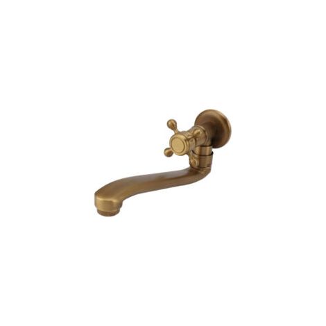 Grifo de jardín antiguo con caño alargado, fabricado en latón resistente a las heladas, de pared, grifo monomando de agua fría, para lavar. - Crezuo (1/4)