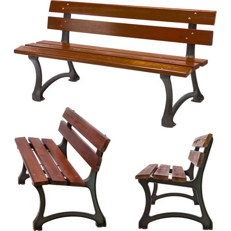 Parkbank Gartenbank Sitzbank Bank Gusseisen Holz mahagoni - farben 150 cm (1/5)