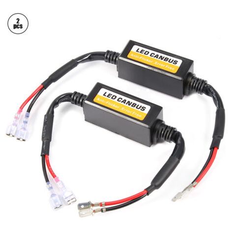 Qiilu Décodeur LED, résout les problèmes Canbus Code d'erreur d'interférence radio, décodeur de phare LED Canbus 1 paire H1 / H3 avec résistances anti-scintillement. (1/5)
