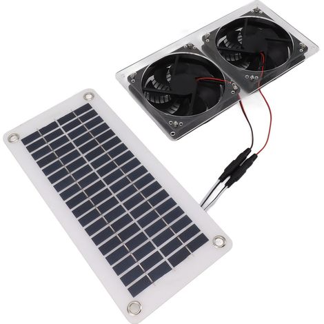 Ventilateur Solaire 50W avec Panneau Solaire Double Moteur pour Serre, Abri, Poulailler Extérieur (1/5)