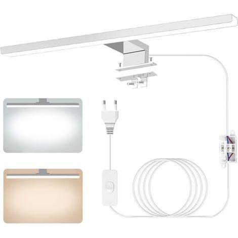 Lampe Miroir Salle de Bain Moderne à LED, 4000K 6000K Température Bicolore, 40cm 12W IP44 Applique Murale Salle Bain en Aluminium avec Interrupteur Câblage, Applique Maquillage Eclaira (1/5)