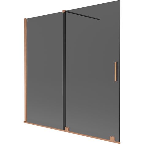 Mexen Velar mampara de baño corredera de 2 hojas 160 x 150 cm, grafito, cobre cepillado - 896-160-000-41-65 (1/2)