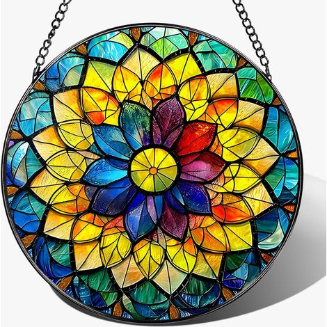Décoration vitrail 20 cm – Attrape-soleil suspendu pour fenêtre, mur ou porte, cadeau Noël femme homme (1/4)