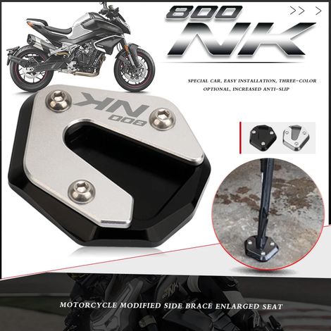 (Gris-800NK) Compatible avec la béquille latérale de moto CFMOTO 800NK 800 NK 2023 : plaque de support et extension de béquille CNC. Maxpower (1/4)