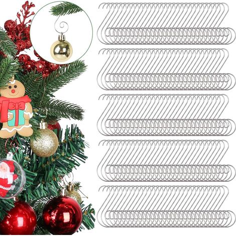Crochets métalliques de 50 mm, adaptés aux décorations de Noël, comprenant des petits crochets pour décorations de Noël, (1/4)