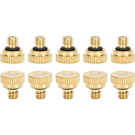 10 pièces Buses de brumisation en Laiton, buse de système de brumisation de tête de pulvérisation extérieure à Basse Pression d'eau du Robinet de 0,2 mm (1/4)