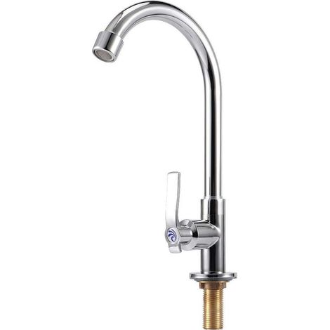 Grifo de cocina Qmee G/2in de aleación de zinc con rosca macho para comedor, color plata, con rociador emergente, monomando táctil. (1/5)