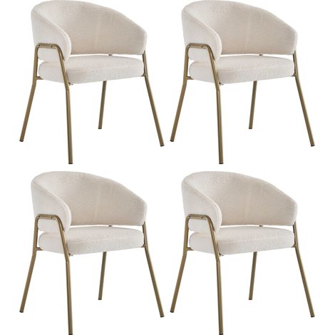 Set 4 sedie da pranzo bianche con gambe in metallo dorato, stile moderno (1/5)