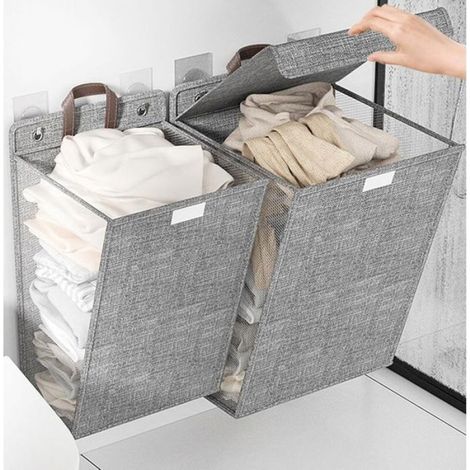 Panier à linge pratique - Pliable - Fixation murale - Durable - Gain de place - Solution de rangement pour vêtements sales - Panier (1/4)