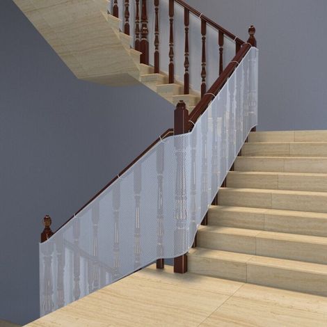 ALLIANDISBlanc, 300 x 79 CM, Filet de sécurité pour bébé pour balcons et escaliers, Clôture de sécurité d'escalier réglable et robuste pour chats et jouets