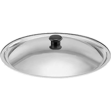 Couvercle universel pour casserole, poêle et poêle en acier inoxydable, couvercle de rechange avec bouton en bakélite (25,5 cm)-25.50X25.50X7.00CM-Silver (1/4)
