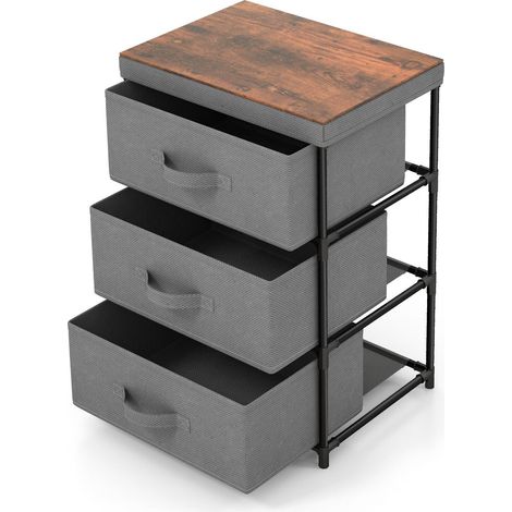 3 Chests of Drawers 3-Tier Nightstand Organizer Fabric Dresser Storage Unit (1/5)