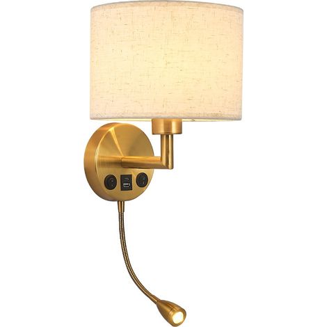 Applique orientable led avec spot de lecture et flexible or de 1 w murale (1/5)