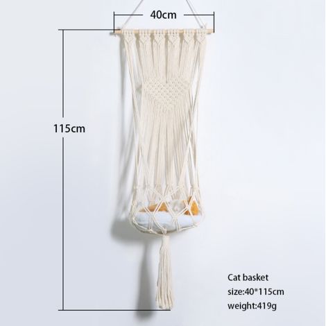 Bohème tissé nid de chat hamac pour animaux de compagnie sac en filet panier panier de chat swing pet bed 40 115cm (20-30kg) MNS (1/2)